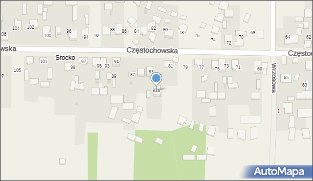 Srocko, Częstochowska, 83a, mapa Srocko