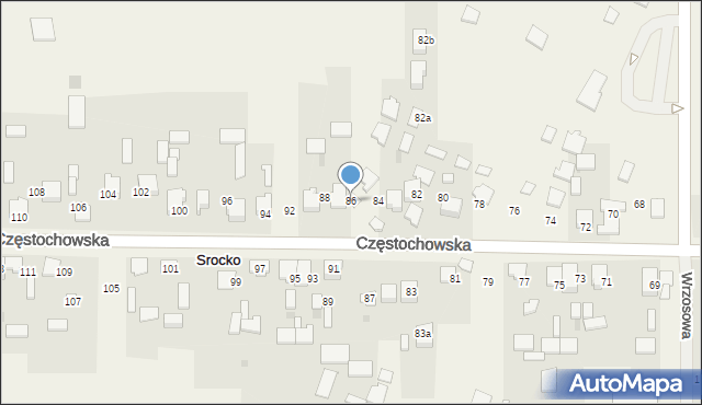 Srocko, Częstochowska, 86, mapa Srocko