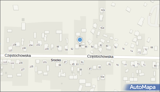 Srocko, Częstochowska, 88, mapa Srocko