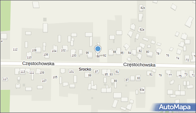 Srocko, Częstochowska, 94, mapa Srocko