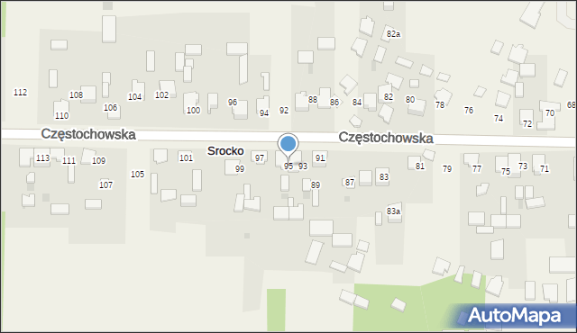 Srocko, Częstochowska, 95, mapa Srocko