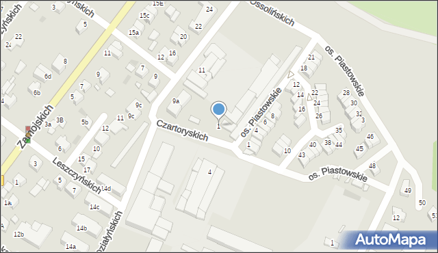 Środa Wielkopolska, Czartoryskich, 1, mapa Środa Wielkopolska