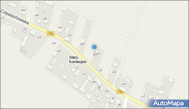 Stary Koniecpol, Częstochowska, 124, mapa Stary Koniecpol