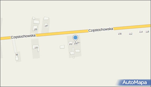 Strojec, Częstochowska, 104, mapa Strojec