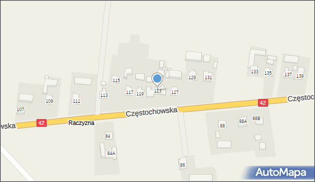 Strojec, Częstochowska, 123, mapa Strojec