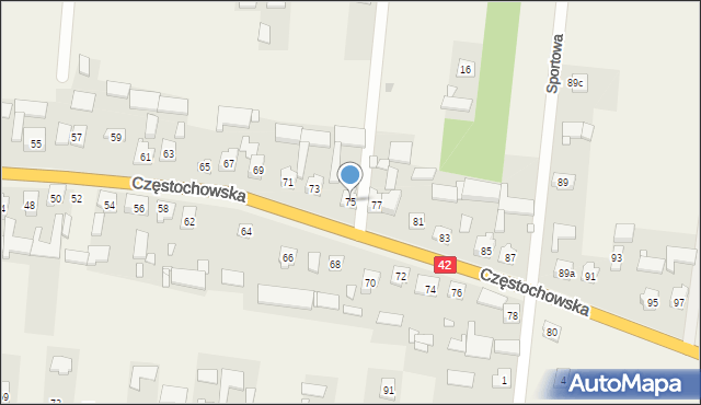 Strojec, Częstochowska, 75, mapa Strojec