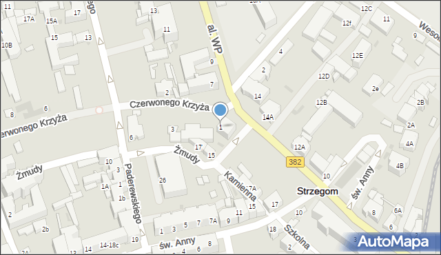 Strzegom, Czerwonego Krzyża, 1, mapa Strzegom