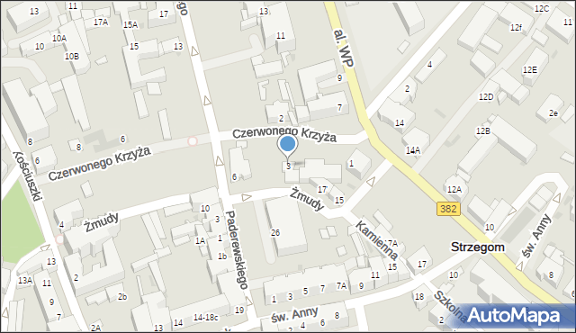 Strzegom, Czerwonego Krzyża, 3, mapa Strzegom