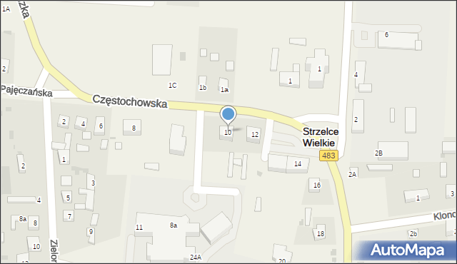 Strzelce Wielkie, Częstochowska, 10, mapa Strzelce Wielkie