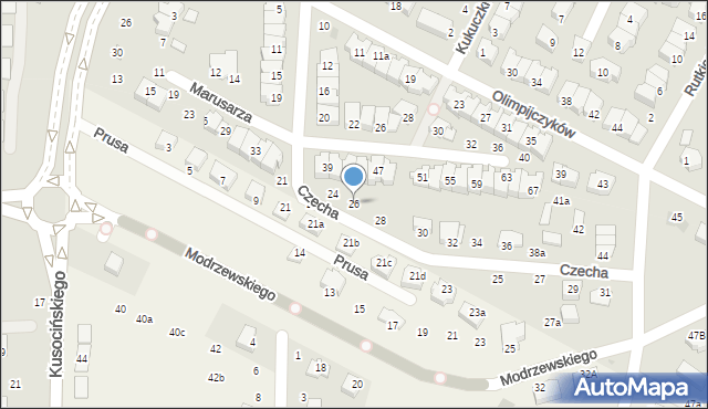 Świdnik, Czecha Bronisława, 26, mapa Świdnika