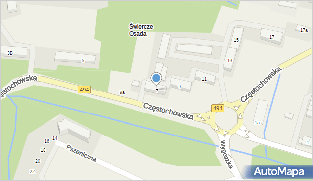 Świercze, Częstochowska, 7, mapa Świercze