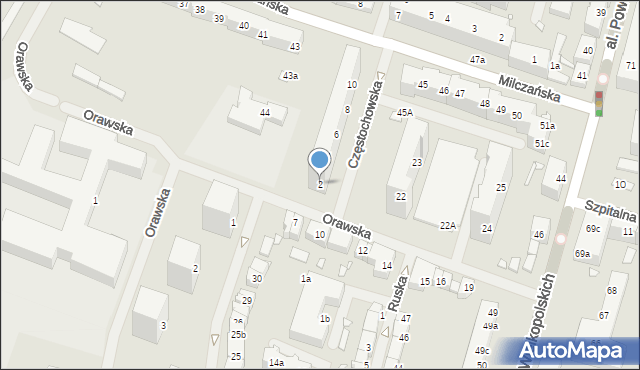 Szczecin, Częstochowska, 2, mapa Szczecina