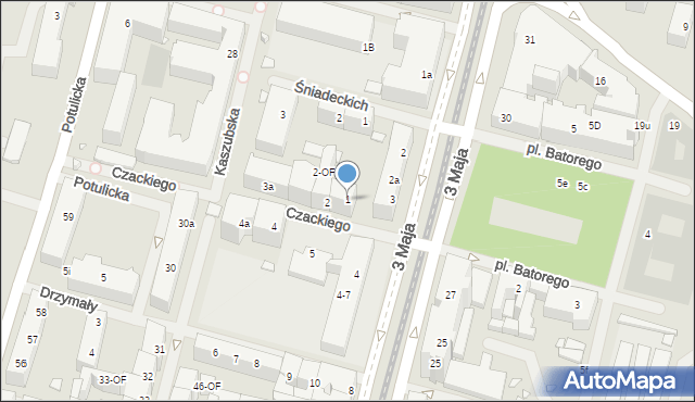 Szczecin, Czackiego Tadeusza, 1, mapa Szczecina