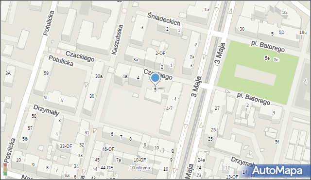 Szczecin, Czackiego Tadeusza, 5, mapa Szczecina