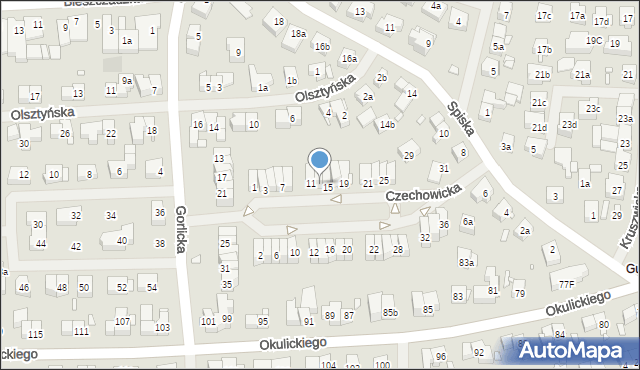 Szczecin, Czechowicka, 13, mapa Szczecina