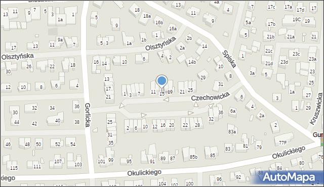 Szczecin, Czechowicka, 15, mapa Szczecina