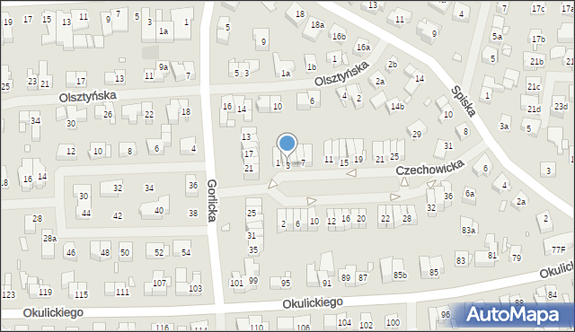 Szczecin, Czechowicka, 3, mapa Szczecina
