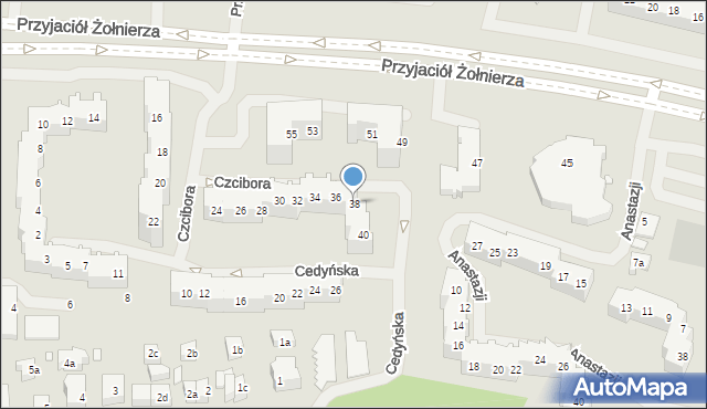 Szczecin, Czcibora, 38, mapa Szczecina