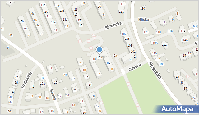 Szczecin, Czeska, 10a, mapa Szczecina