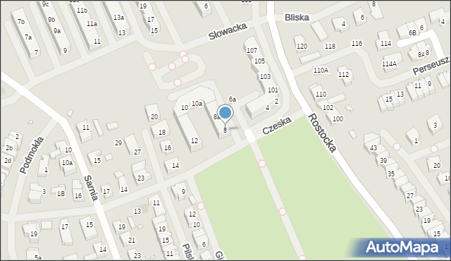 Szczecin, Czeska, 8, mapa Szczecina