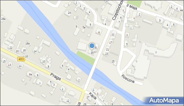 Szczerców, Częstochowska, 10, mapa Szczerców