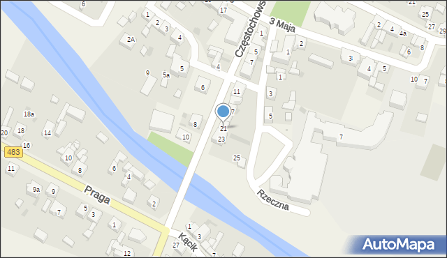 Szczerców, Częstochowska, 21, mapa Szczerców