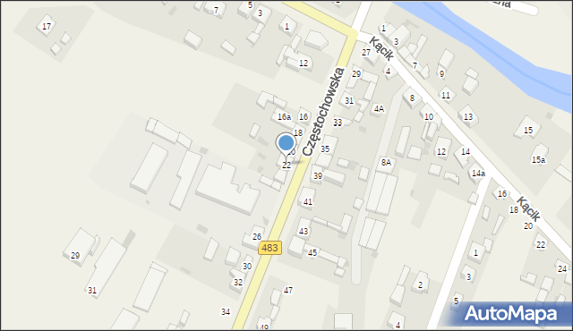 Szczerców, Częstochowska, 22, mapa Szczerców