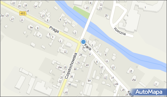 Szczerców, Częstochowska, 27, mapa Szczerców