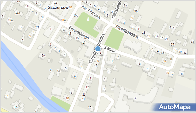 Szczerców, Częstochowska, 3, mapa Szczerców