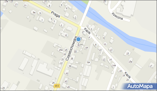 Szczerców, Częstochowska, 31, mapa Szczerców