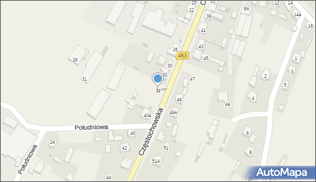 Szczerców, Częstochowska, 34, mapa Szczerców