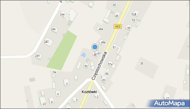 Szczerców, Częstochowska, 48, mapa Szczerców