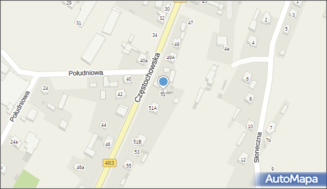 Szczerców, Częstochowska, 51, mapa Szczerców