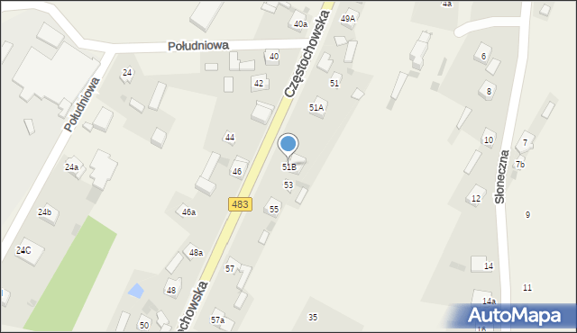 Szczerców, Częstochowska, 51B, mapa Szczerców