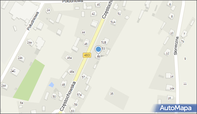 Szczerców, Częstochowska, 55, mapa Szczerców