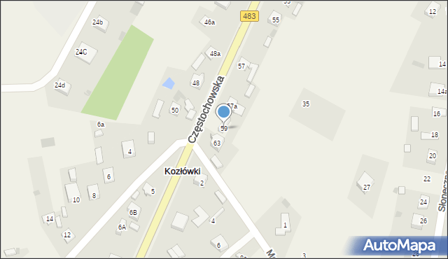 Szczerców, Częstochowska, 59, mapa Szczerców