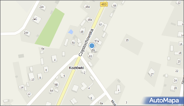 Szczerców, Częstochowska, 61, mapa Szczerców