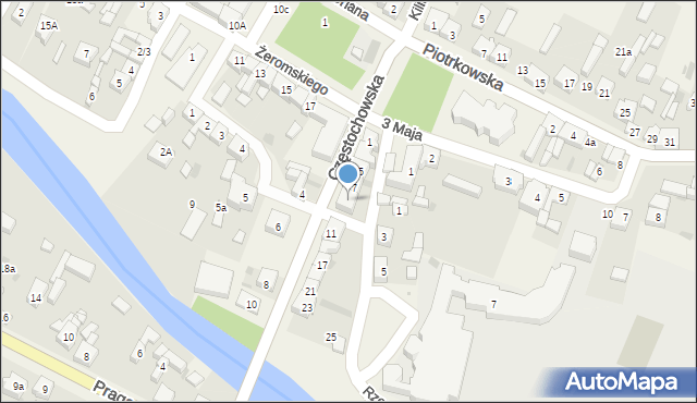 Szczerców, Częstochowska, 9, mapa Szczerców