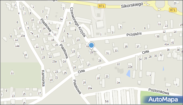 Tarnobrzeg, Czerwonego Krzyża, 14, mapa Tarnobrzegu