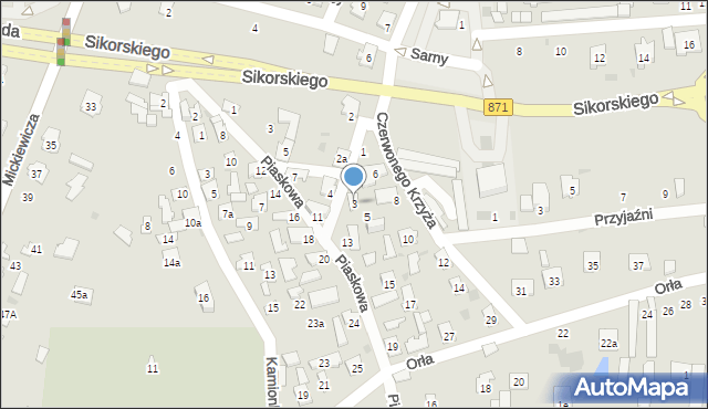 Tarnobrzeg, Czerwonego Krzyża, 3, mapa Tarnobrzegu