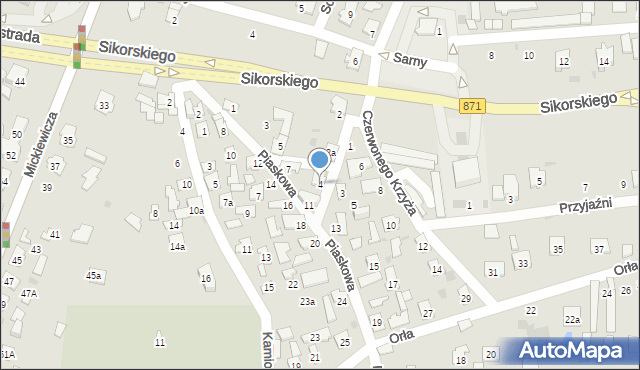 Tarnobrzeg, Czerwonego Krzyża, 4, mapa Tarnobrzegu