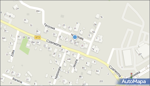 Tarnów, Czerwona, 13, mapa Tarnów