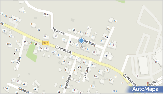 Tarnów, Czerwona, 15, mapa Tarnów