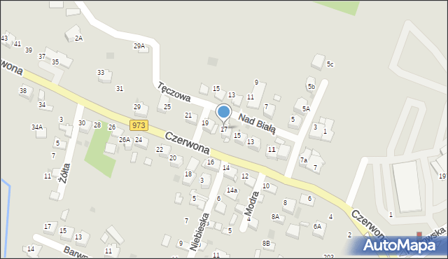 Tarnów, Czerwona, 17, mapa Tarnów