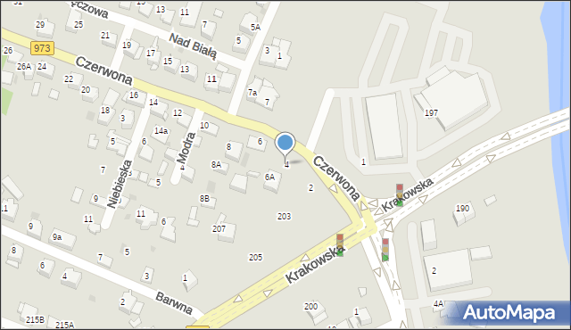 Tarnów, Czerwona, 4, mapa Tarnów