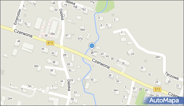 Tarnów, Czerwona, 45, mapa Tarnów