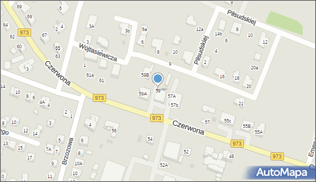 Tarnów, Czerwona, 59, mapa Tarnów