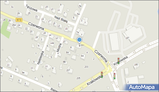 Tarnów, Czerwona, 6, mapa Tarnów