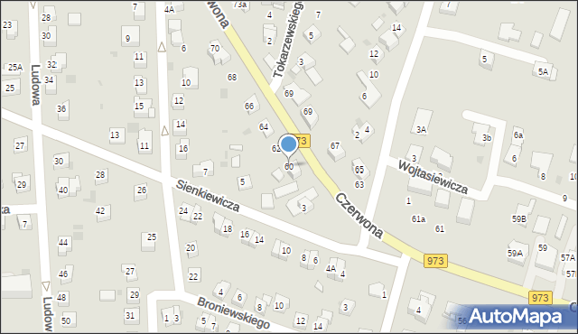 Tarnów, Czerwona, 60, mapa Tarnów