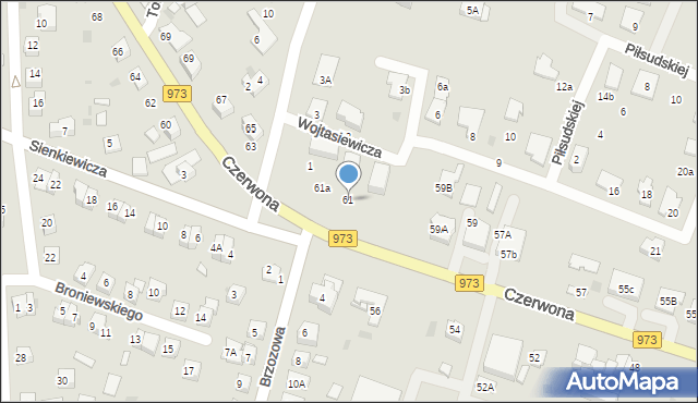 Tarnów, Czerwona, 61, mapa Tarnów